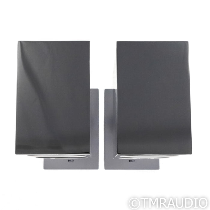 KEF R3 Meta Bookshelf Speakers; Black Gloss Pair with Stands