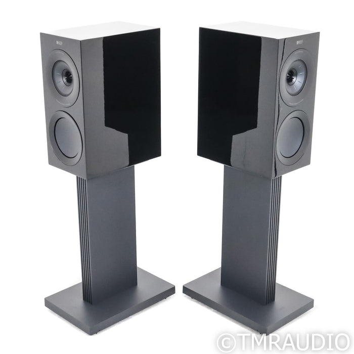 KEF R3 Meta Bookshelf Speakers; Black Gloss Pair with Stands