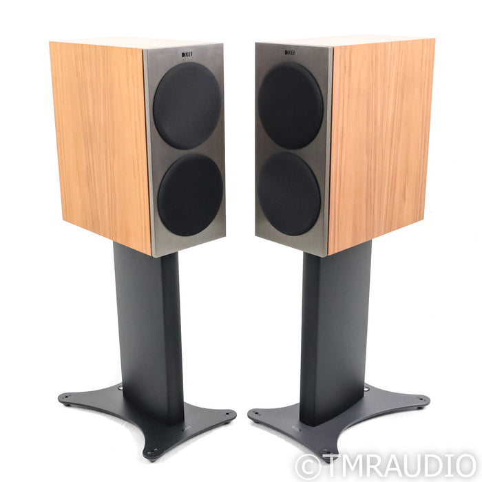 KEF Reference 1 Bookshelf Speakers; Silver Walnut Pair with Stands
