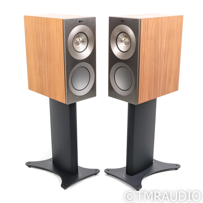 KEF Reference 1 Bookshelf Speakers; Silver Walnut Pair with Stands