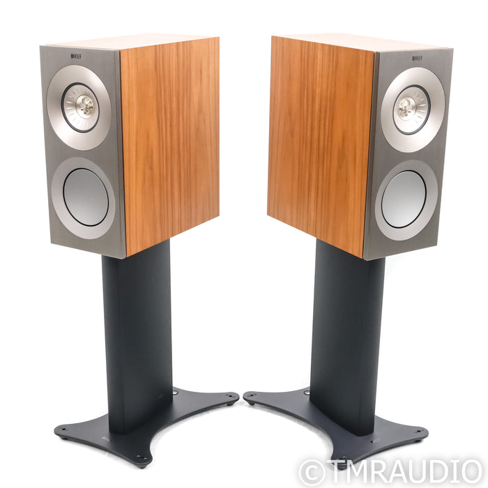KEF Reference 1 Bookshelf Speakers; Silver Walnut Pair with Stands