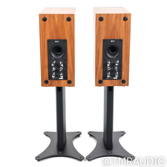 KEF Reference 1 Bookshelf Speakers; Silver Walnut Pair with Stands
