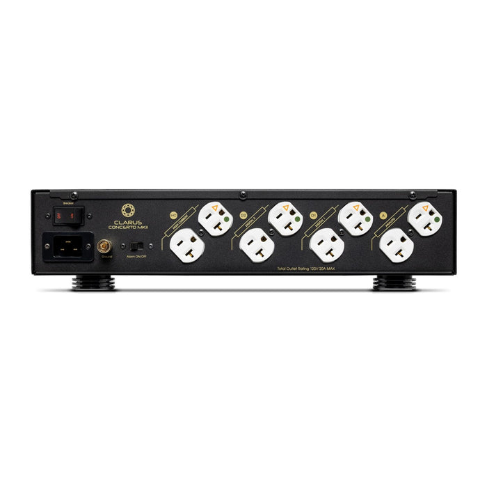 The back of the Clarus Concerto MKII Power Conditioner high current, analog, and digital