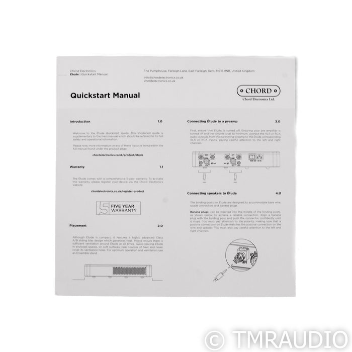 Chord Electronics Étude Stereo Power Amplifier (Open Box)