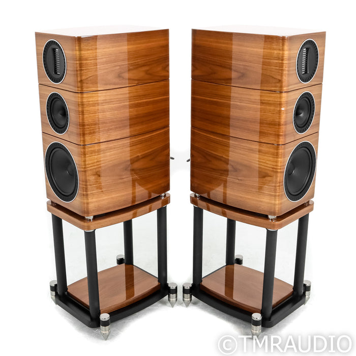 Wharfedale Elysian 2 Bookshelf Speakers; Walnut Piano Pair w/ Stands