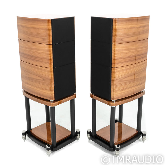 Wharfedale Elysian 2 Bookshelf Speakers; Walnut Piano Pair w/ Stands