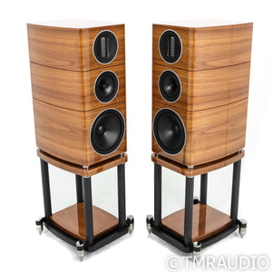 Wharfedale Elysian 2 Bookshelf Speakers; Walnut Piano Pair w/ Stands