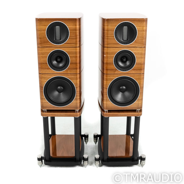 Wharfedale Elysian 2 Bookshelf Speakers; Walnut Piano Pair w/ Stands