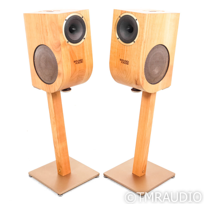 Soundkaos Vox 3a Bookshelf Speakers; Cherry Pair w/ Stands & LessLoss Firewall