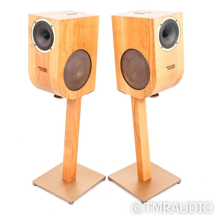 Soundkaos Vox 3a Bookshelf Speakers; Cherry Pair w/ Stands & LessLoss Firewall