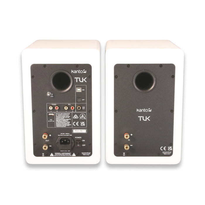 Kanto Tuk Powered Bookshelf Speakers; White Pair