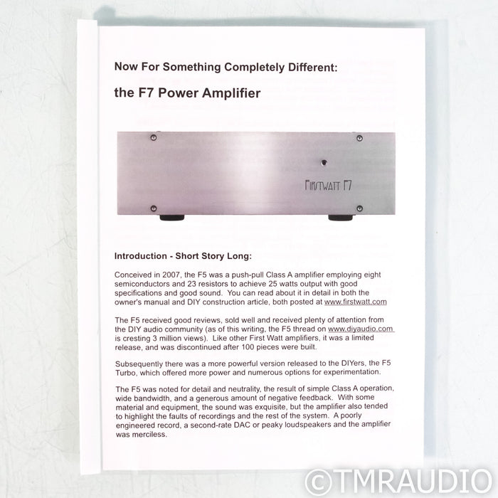 First Watt F7 Stereo Power Amplifier