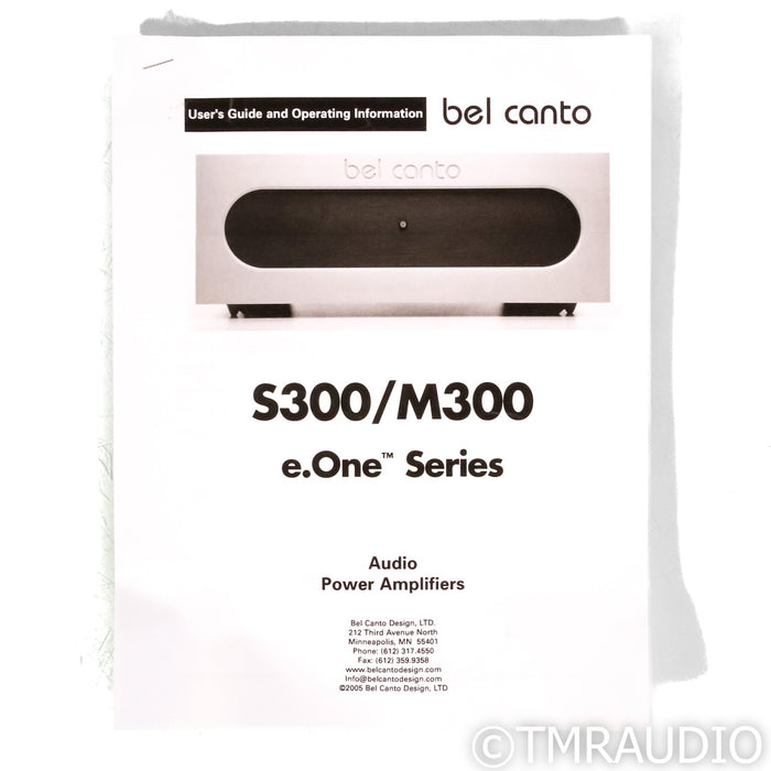 Bel Canto e.One M300 Monoblock Power Amplifiers; Pair
