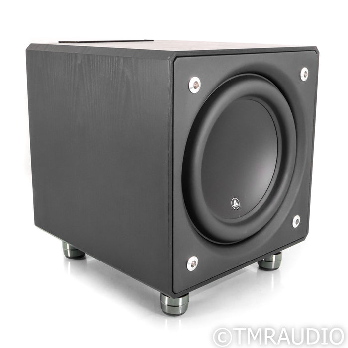 JL Audio E-Sub e112 12" Powered Subwoofer; Black Ash w/ IsoAcoustics Gaia II