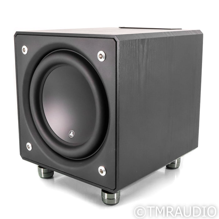 JL Audio E-Sub e112 12" Powered Subwoofer; Black Ash w/ IsoAcoustics Gaia II