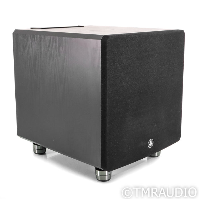 JL Audio E-Sub e112 12" Powered Subwoofer; Black Ash w/ IsoAcoustics Gaia II