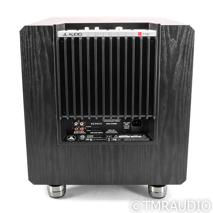 JL Audio E-Sub e112 12" Powered Subwoofer; Black Ash w/ IsoAcoustics Gaia II