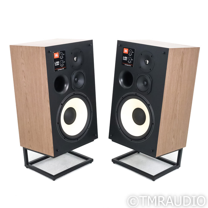 JBL James Lansing L100 Classic Bookshelf Speakers with Stands; Walnut Pair
