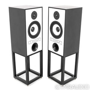 Mission 770 Bookshelf Speakers; Black Oak Pair w/ Stands