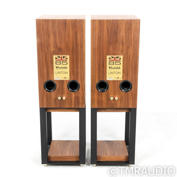 Wharfedale Linton 85th Anniversary Bookshelf Speakers; Walnut Pair w/ Stands