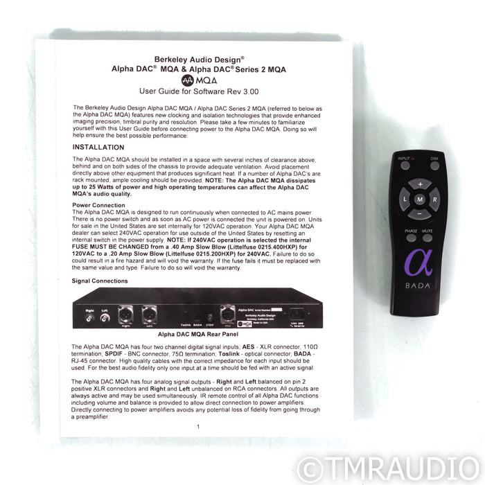 Berkeley Audio Design Alpha DAC Series 2 w/ MQA Upgrade; D/A Converter