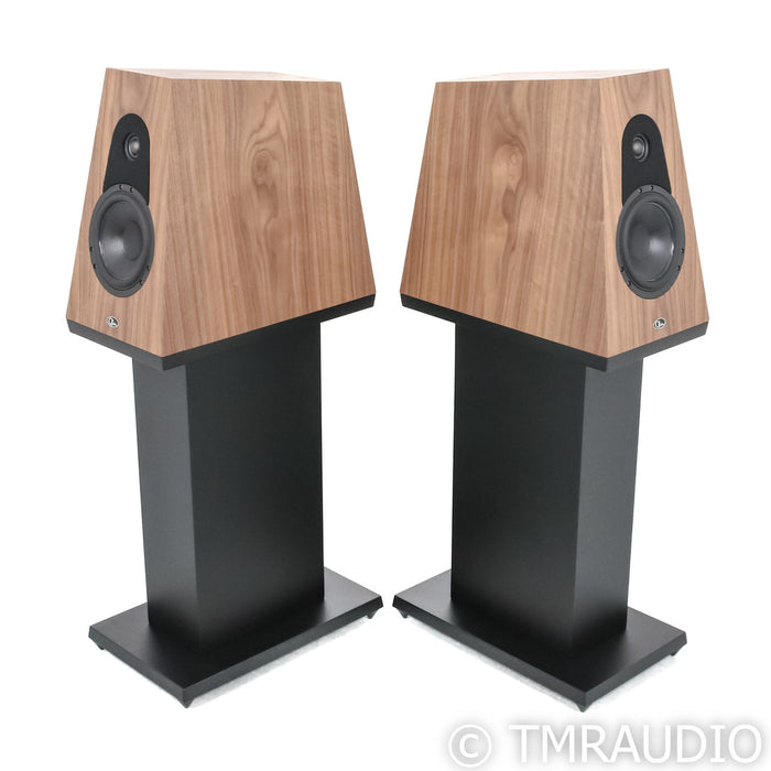 Qln Signature Bookshelf Speakers; Walnut Pair with Stands