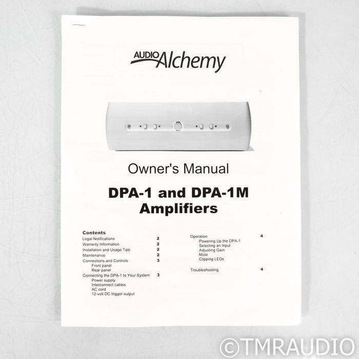 Audio Alchemy DPA-1M Monoblock Power Amplifiers; Pair