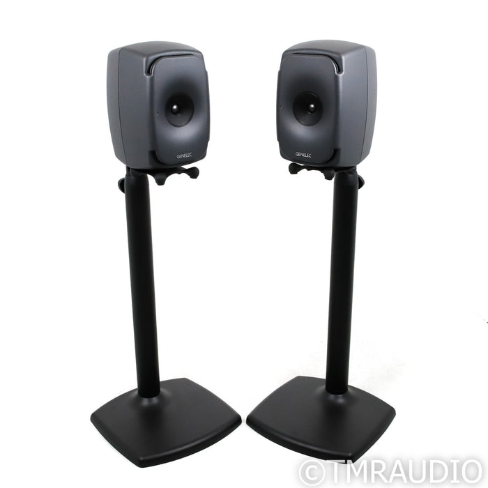 Genelec 8341A Active Studio Monitors; Grey Pair w/ Stands