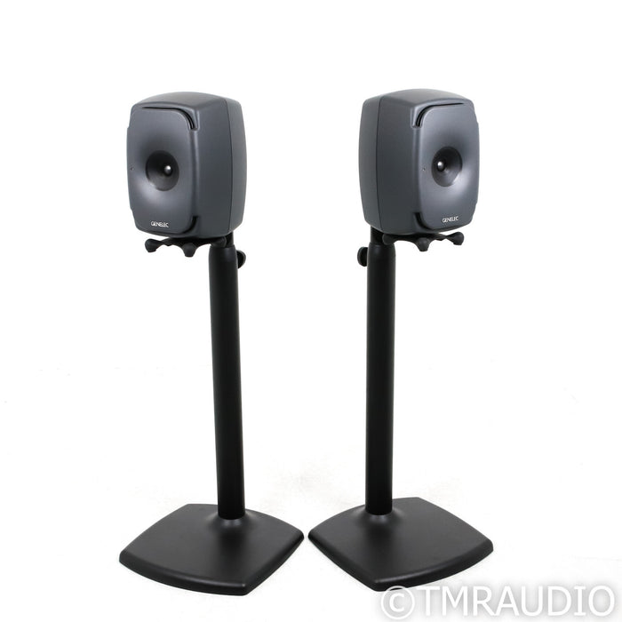 Genelec 8341A Active Studio Monitors; Grey Pair w/ Stands