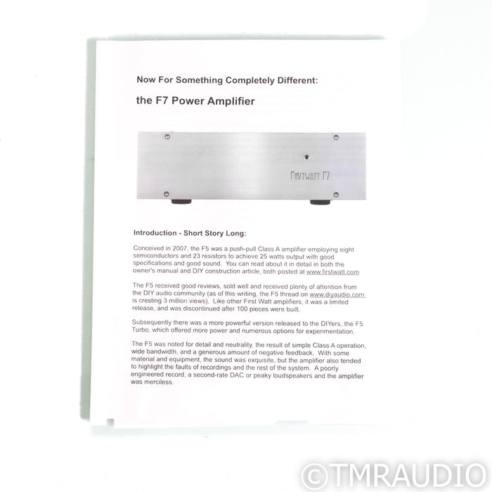 First Watt F7 Stereo Power Amplifier