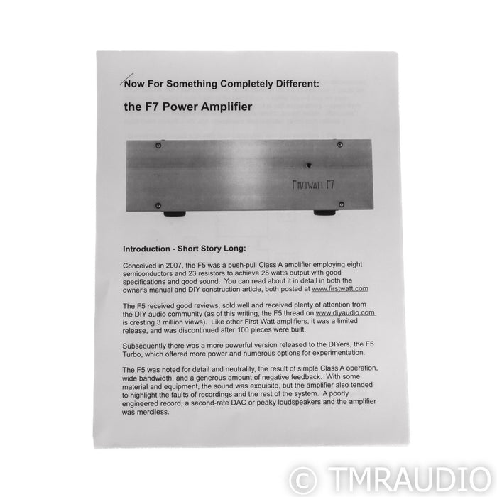 First Watt F7 Stereo Power Amplifier