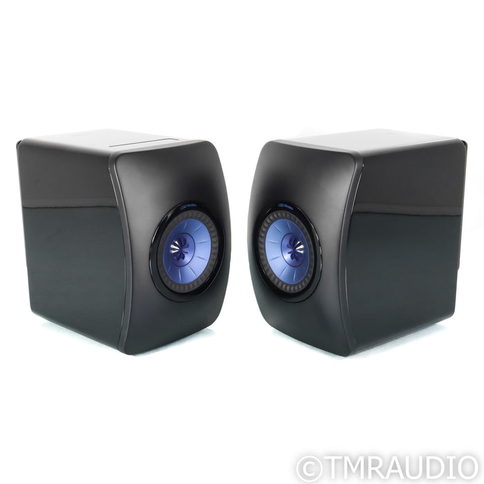 KEF LS50 Wireless Active Bookshelf Speakers; Gloss Black & Blue Pair