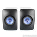 KEF LS50 Wireless Active Bookshelf Speakers; Gloss Black & Blue Pair