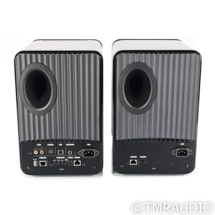 KEF LS50 Wireless Active Bookshelf Speakers; Gloss Black & Blue Pair