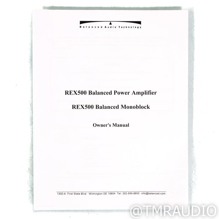 Balanced Audio Technology REX 500 Stereo Power Amplifier