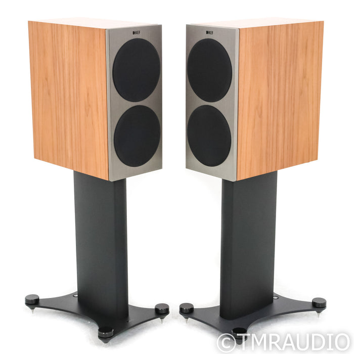 KEF Reference 1 Bookshelf Speakers; Silver Walnut Pair with Stands