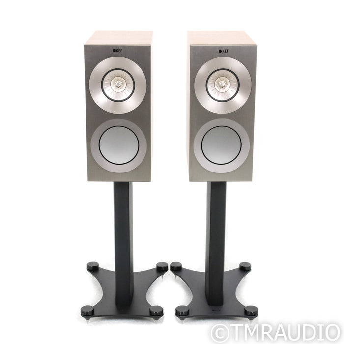 KEF Reference 1 Bookshelf Speakers; Silver Walnut Pair with Stands