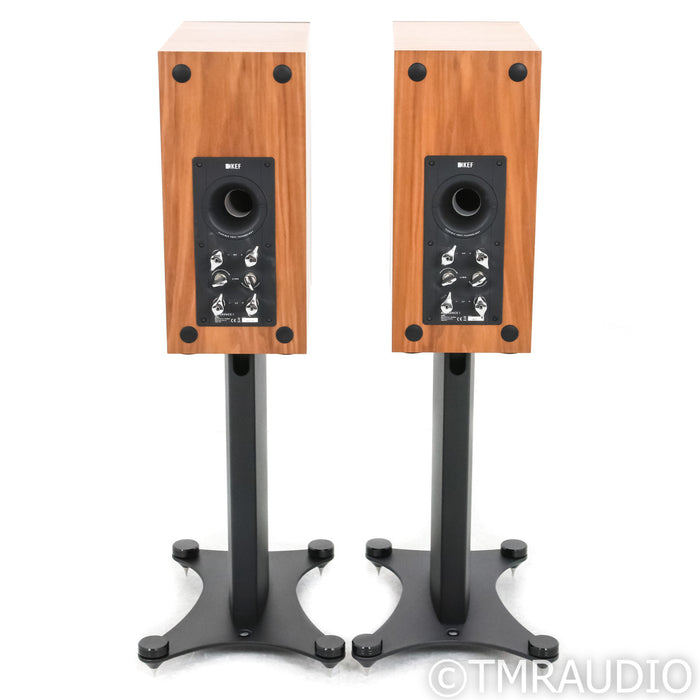 KEF Reference 1 Bookshelf Speakers; Silver Walnut Pair with Stands