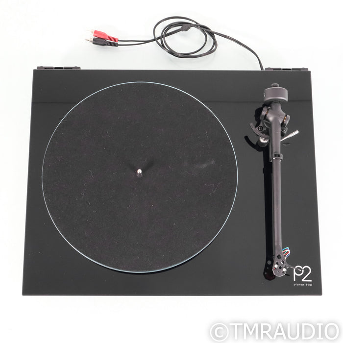 Rega Planar 2 Belt Drive Turntable; Black w/ AT-VM95ML MM & Groovetracer