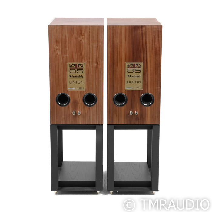 Wharfedale Linton 85th Anniversary Bookshelf Speakers; Walnut Pair w/ Stands