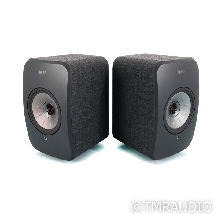 KEF LSX Wireless Streaming Active Bookshelf Speakers; Grey Pair