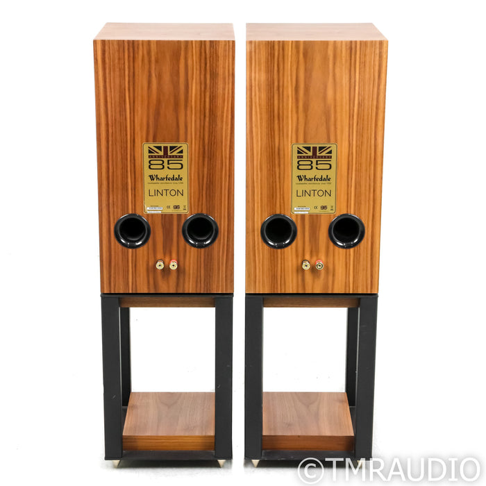 Wharfedale Linton 85th Anniversary Bookshelf Speakers; Walnut Pair w/ Stands