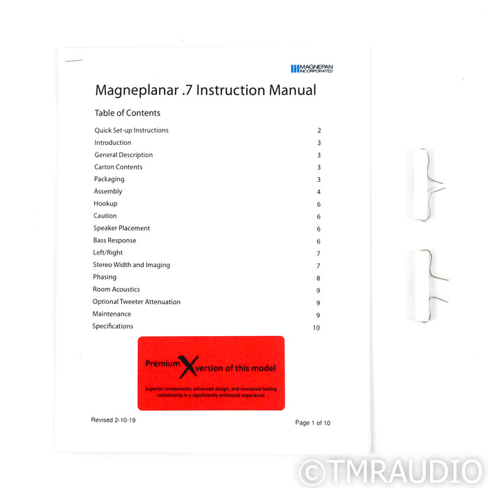Magnepan .7x Planar Magnetic Floorstanding Speakers; Silver/Black Pair (Open Box)