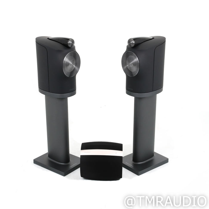 B&W Formation Duo Active Bookshelf Speakers; Black Pair w/ Stands & Subwoofer