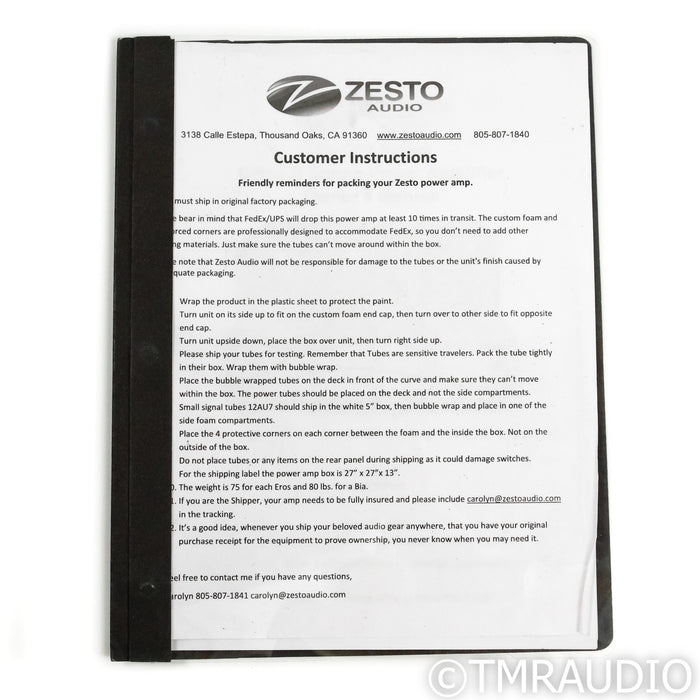 Zesto Audio Bia 200 Stereo Tube Power Amplifier
