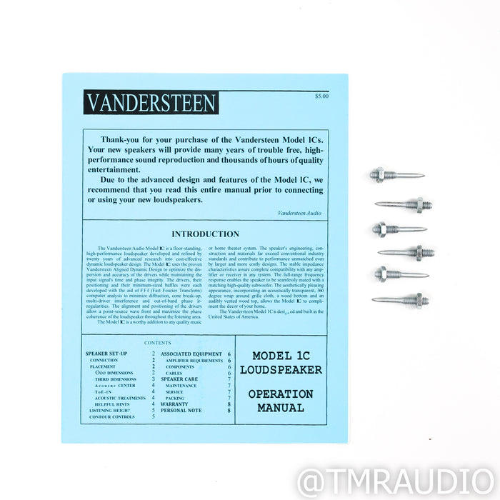 Vandersteen Model 1Ci+ Floorstanding Speakers; Cherry Pair