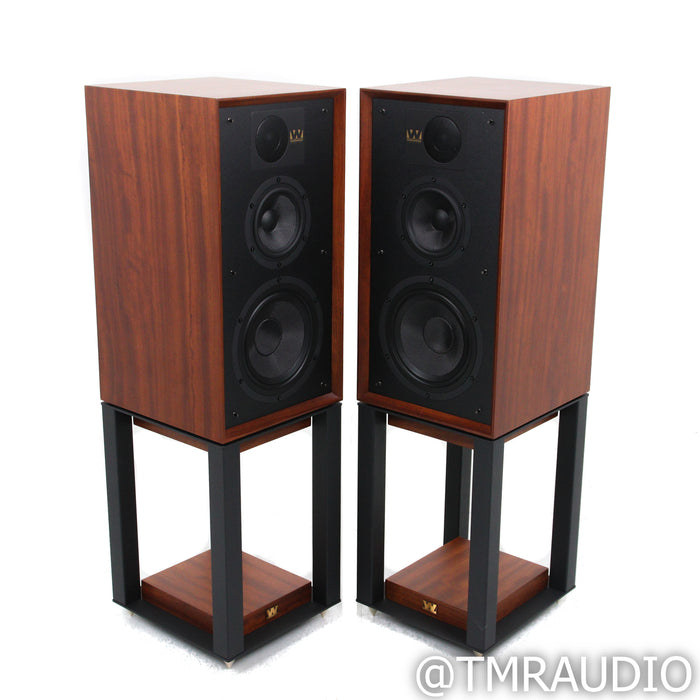 Wharfedale Linton 85th Anniversary Bookshelf Speakers; Mahogany Pair with Linton Stands