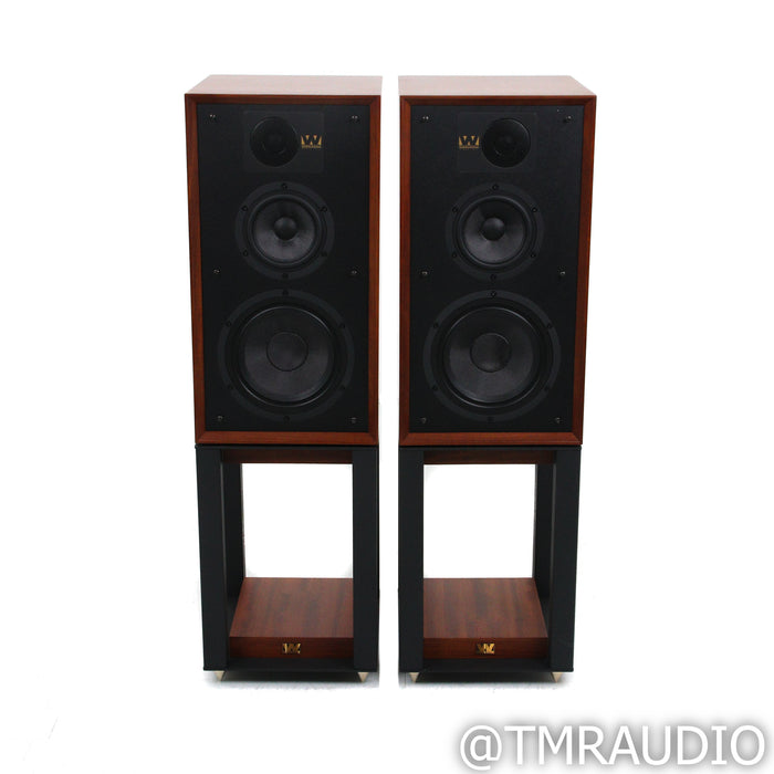 Wharfedale Linton 85th Anniversary Bookshelf Speakers; Mahogany Pair with Linton Stands