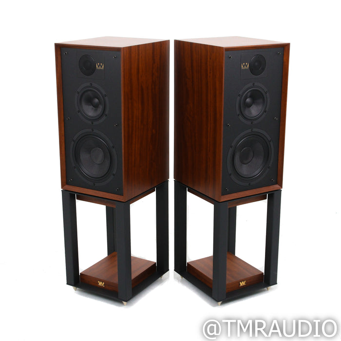 Wharfedale Linton 85th Anniversary Bookshelf Speakers; Mahogany Pair with Linton Stands