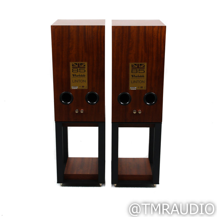 Wharfedale Linton 85th Anniversary Bookshelf Speakers; Mahogany Pair with Linton Stands